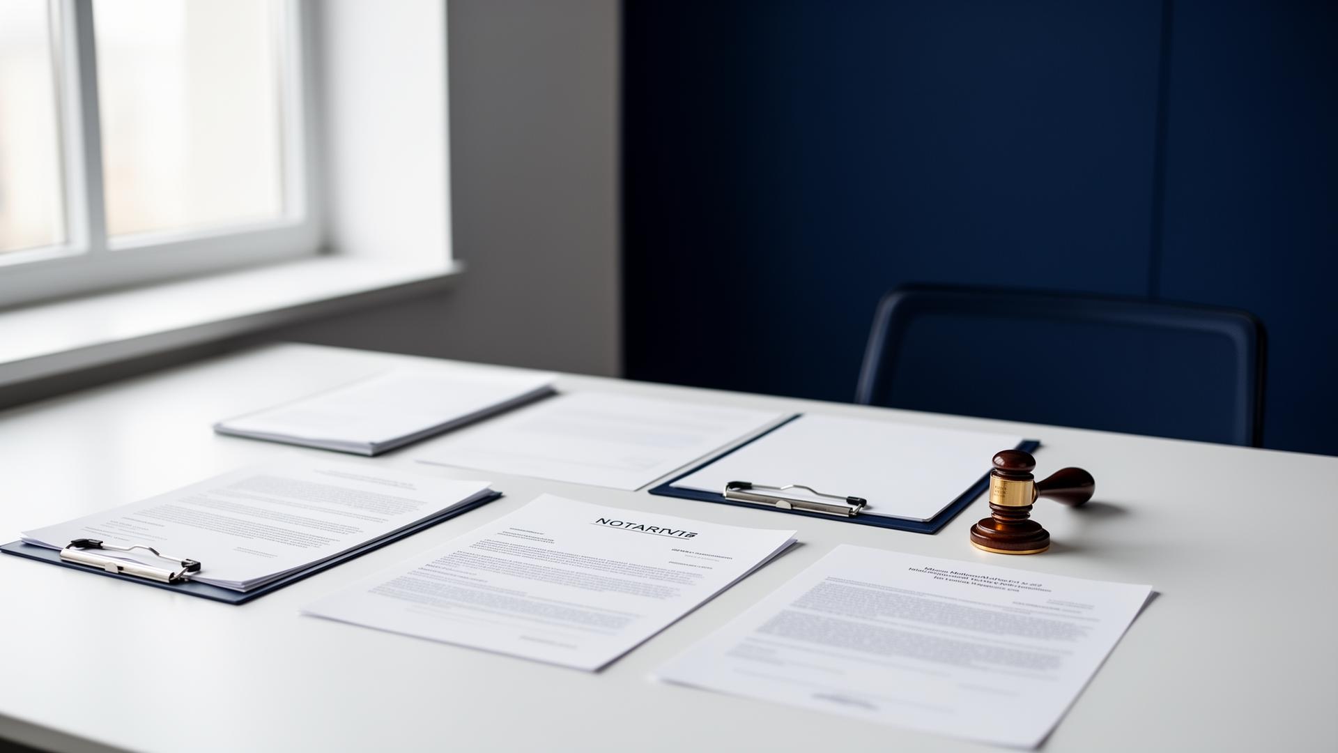 Professional notary office with documents